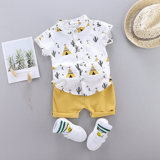 Stand-Up Collar Shirt Baby Short Sleeves